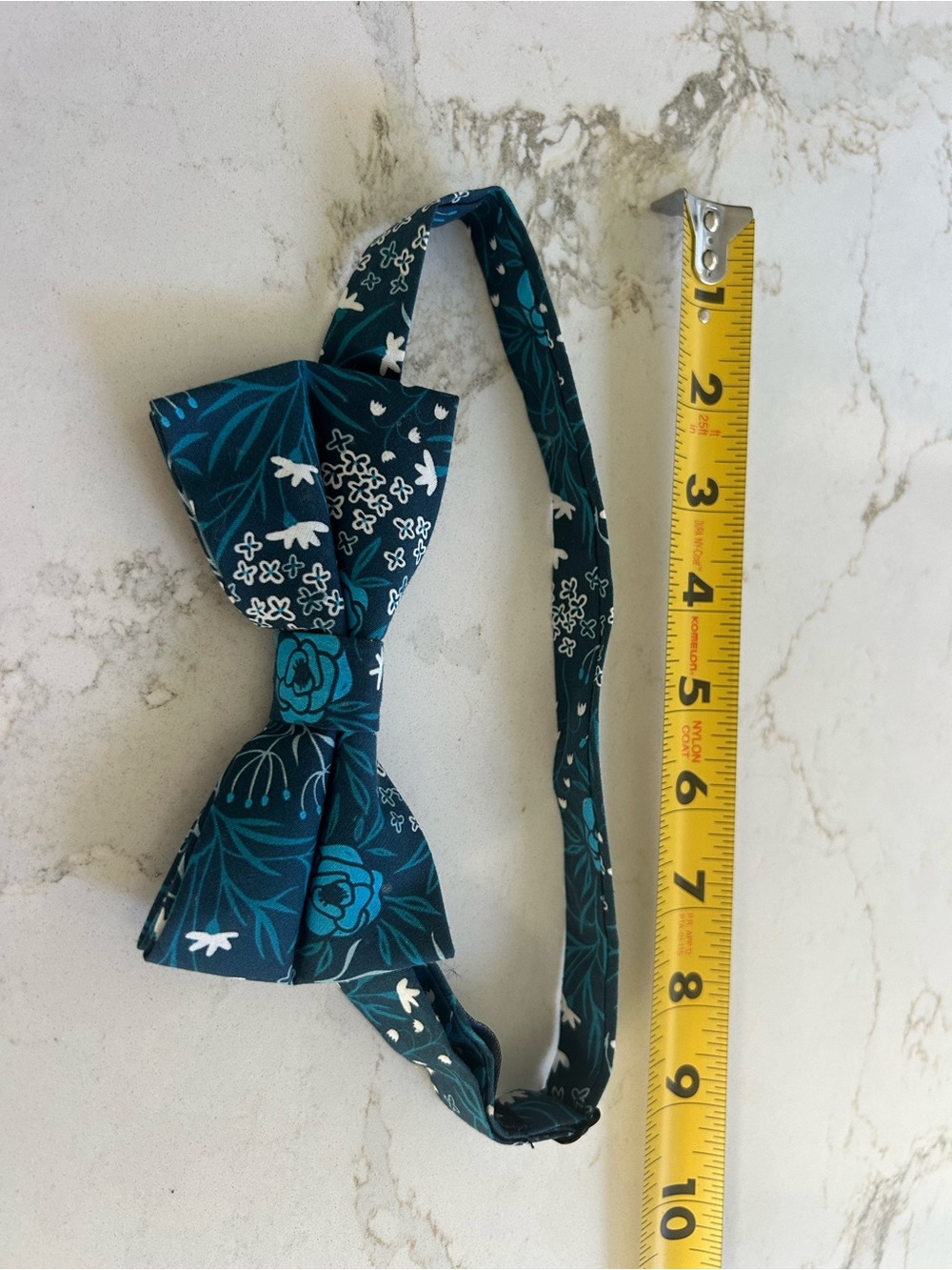 Kids Teal Floral Pre-Tied Bow Tie with Adjustable Strap